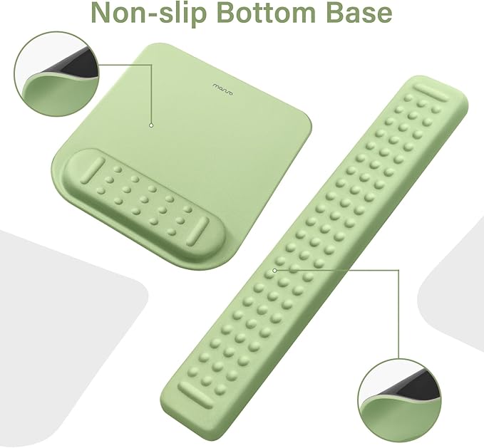MOSISO Computer Keyboard Stand&ampWrist Rest Support for Keyboard &ampMouse Pad Set Ergonomic Massage Wrist Rest Set Easy Typing Working Acrylic Clear Stand for Office Home Sage Green