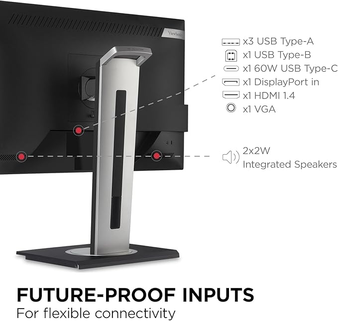 ViewSonic VG245 24 Inch IPS 1080p Monitor Designed for Surface with Advanced Ergonomics 60W USB C HDMI and DisplayPort