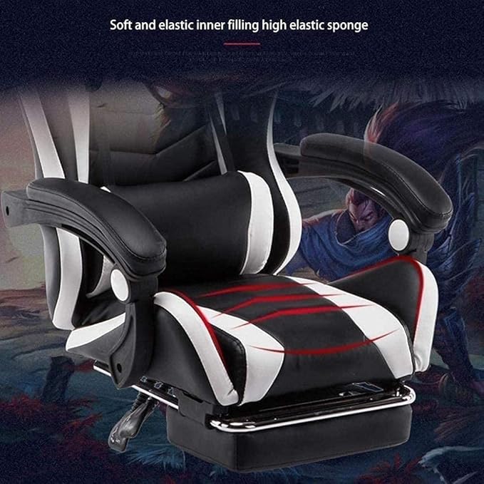 Chair Office Chair for HomeComfortable Lift Swivel Chair Office Chair E-Sports ChairHigh Back Gaming Chair Adjustable Office Chair with Footrest Computer Chair Kneeling ChairOrange (Color : Red)