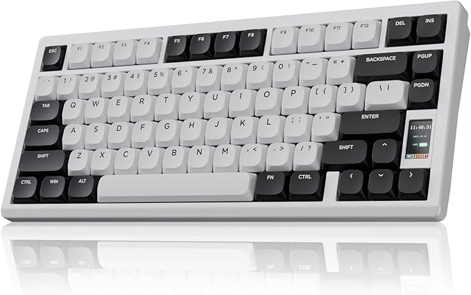Mechanical Keyboard Chilkey ND75 LP Wireless Gaming Keyboard with LCD Screen Bluetooth 5.3/2.4G/USB-C Hot Swappable Per-Key RGB Custom Thin Front Wrist Rest Full-Aluminum PC/Mac Support