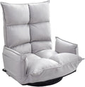 Lazy Sofa Bed Chassis Can Rotate Freely 360 Degrees No Assembly Required Floor Chair with Back Support Adjustable in 5 Levels Can Bear 150kg Floor Seat(White)