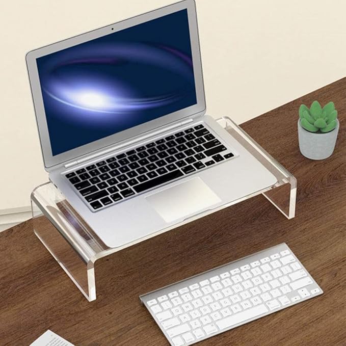 Acrylic Monitor Stand Small Computer Heightening Riser with Neck Support Office Laptop Base for Desk Workstation
