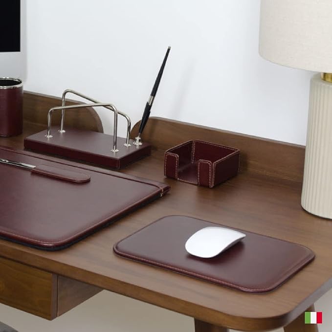Maruse Italian Leather Mouse Pad for Home or Office Desktop Handmade in Italy Black