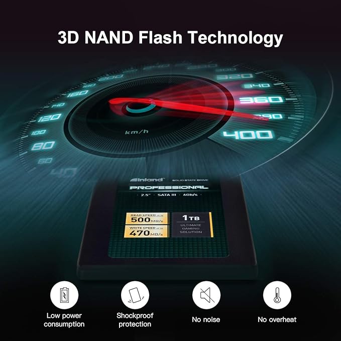 INLAND Professional 1TB SSD 3D NAND SATA III 6Gb/s 2.5 7mm Internal Solid State Drive (1T)