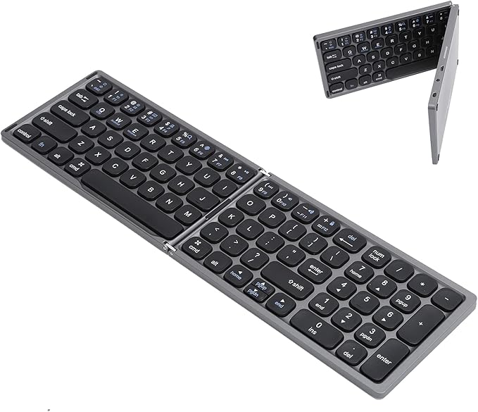 Hilitand Folding Bluetooth Keyboard Ultra?Thin Foldable Keypad Full?Size Typewriter for iOS for Android for Laptop Tablet Smartphone()