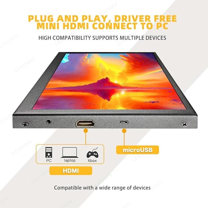 10 inch Monitor Touchscreen Small HDMI Portable Display 1024x600 IPS Computer 10.1 inch Secondary Screen mini Monitors for Windows Mac Laptop PC