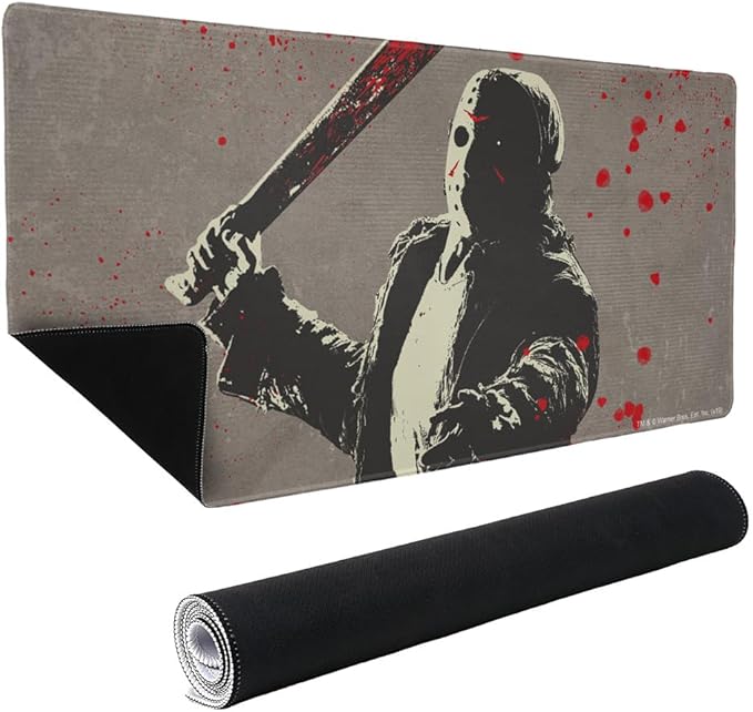 Friday The 13th Jason Character Large Gaming Mouse Pad Desk Mat with Stitched Edges Non-Slip Base for Gamer Home and Office 31.5 x 15.7