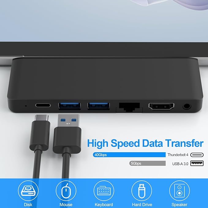 Surface Pro 9/Pro 11 Hub Docking Station with 4K HDMI Thunerbolt 4(8K Video+40Gbps+100W Power) 100M Ethernet USB3.0 SD TF Card Slot 3.5mm Audio Triple Display for Surface Pro 9/Pro X Accessories