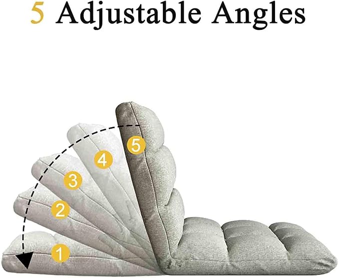 Indoor Loungers Fold Up Chair with Adjustable Back Rest Floor Reading Chair for Adults Padded Seat Cushion (Color : Grey Size : B)