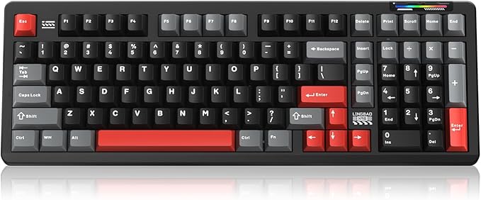 LINGBAO K98 Wireless Mechanical Gaming Keyboard Tri-Mode BT5.0/2.4GHz/USB-C Gasket Custom Hot-Swappable Linear Switches Creamy Keyboard with Number Pad RGB Backlit Gaming Keyboard for PC Laptop