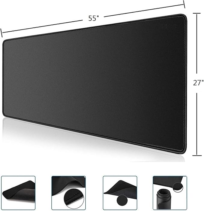 [55 x 27] Extra-Large Mouse Pads Gaming mat - Enhance Gaming Experience with The Massive Battle mat Waterproof Easy-Clean and Lint-Free Desk mat Perfect for PC Game Tables (Black 3XL)