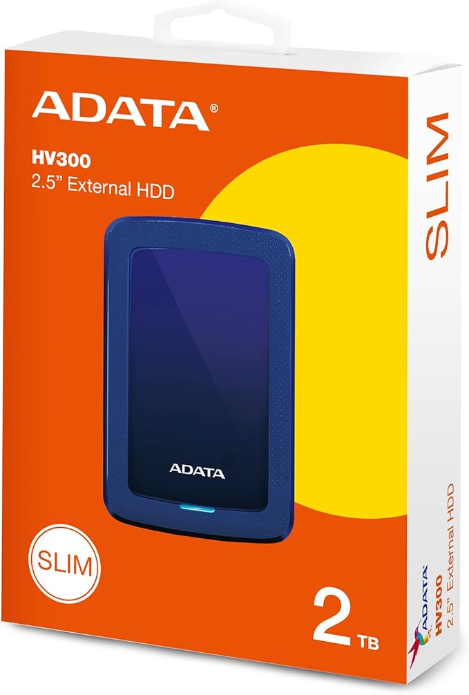 ADATA Hard Drive - 2 TB - External (Portable) - USB 3.1-256-bit AES - Blue