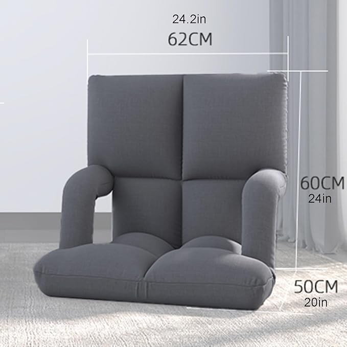 Floor Chair Back Support Folding Sofa Adjustable Positions Padded Lazy Sofa Breathable Floor Gaming Chair for Reading Meditating(Green-A)