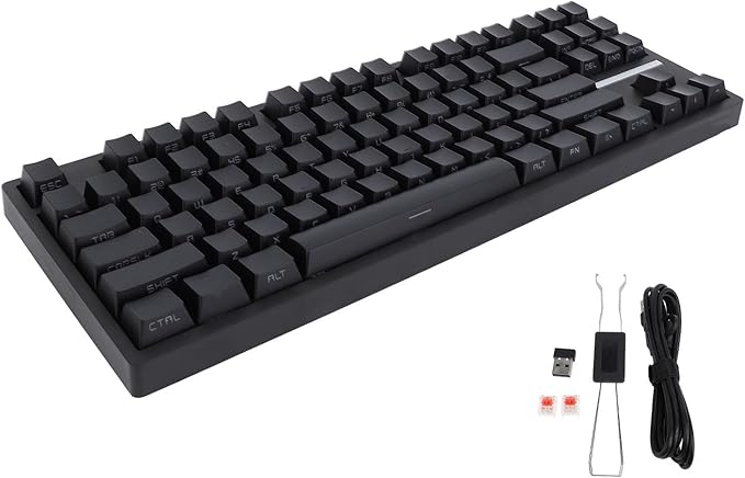 Zunate 87 Key Gaming Mechanical Keyboard Red Switch RGB Backlit Wire Less 2.4G Bluetooth Type C NKRO for Computer Laptop PC 2000 ME Vista 7 8 10 HarmonyOS OS X