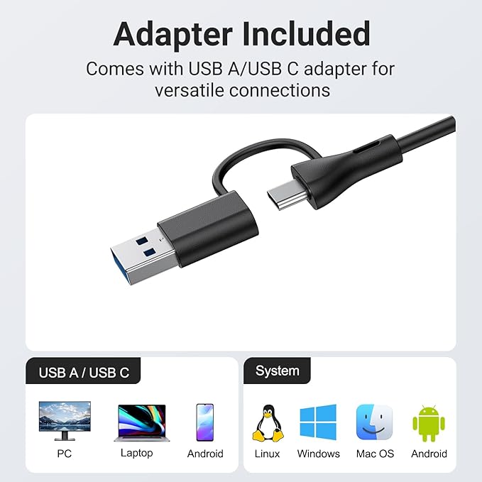 INGA Computer Speakers with Detachable Mic Plug and Play Desktop Speakers One-Touch Mute Microphone Stereo &amp Bass Easily Clamps to Monitor Compatible with PC MAC Laptop