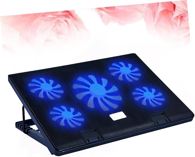 jojofuny 5-Fan Laptop Cooling Mat Notebook Cooler Portable Laptop Stand Fan Easy Install Gaming Cooler