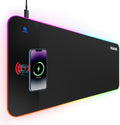 RGB Gaming Mouse Pad with 15W Wireless Charger 17 Lighting Modes LED Mouse Mat Extra Large 27.6x11.8 Extended Mouse Pad with Non-Slip Base Type-C Plug &amp Play for Keyboard Mouse and Phone