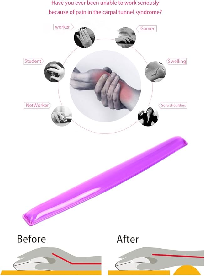 Silicone Gel Keyboard Wrist Rest Set Plus - ABRONDA Keyboard &amp Mouse Wrist Support Pad Office Computer Laptop Mac - Durable Comfortable and Pain Relief- Purple Set