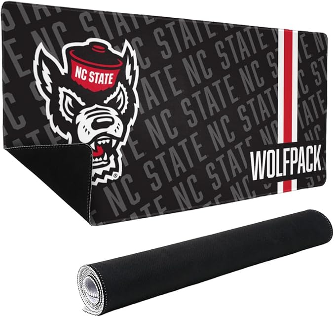 North Carolina State University Wolfpack Mascot Large Gaming Mouse Pad Desk Mat with Stitched Edges Non-Slip Base for Gamer Home and Office 31.5 x 15.7
