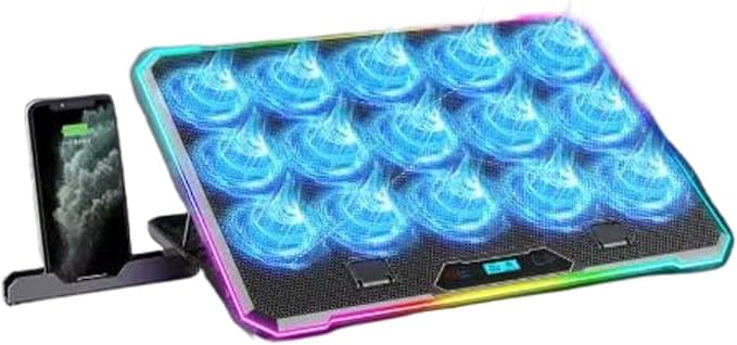 Enhances Laptop Cooling Pad for Quiet Gaming for 14in-21Inch Laptops MultiAngle Stand Phone Slot Laptop Cooling Pad