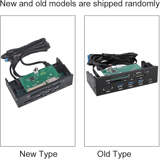 ASHATA Front Panel Hub 11 Port PC Front Panel with USB 3.0 Ports USB 3.1 eSATA Port and 6 Card Slots Card Reader Support M2 MSO Memory MS XD 64G CF Card Fit Any 5.25” Computer Case Front Bay