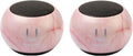 Fashionit U Speakers Mini Bluetooth Computer Speaker 2-Pack Bundle with Matching Speaker Built-in Mic &amp Selfie Remote Control for Workspace Desktop Laptop Mobile Tablet PC - Pink Marble
