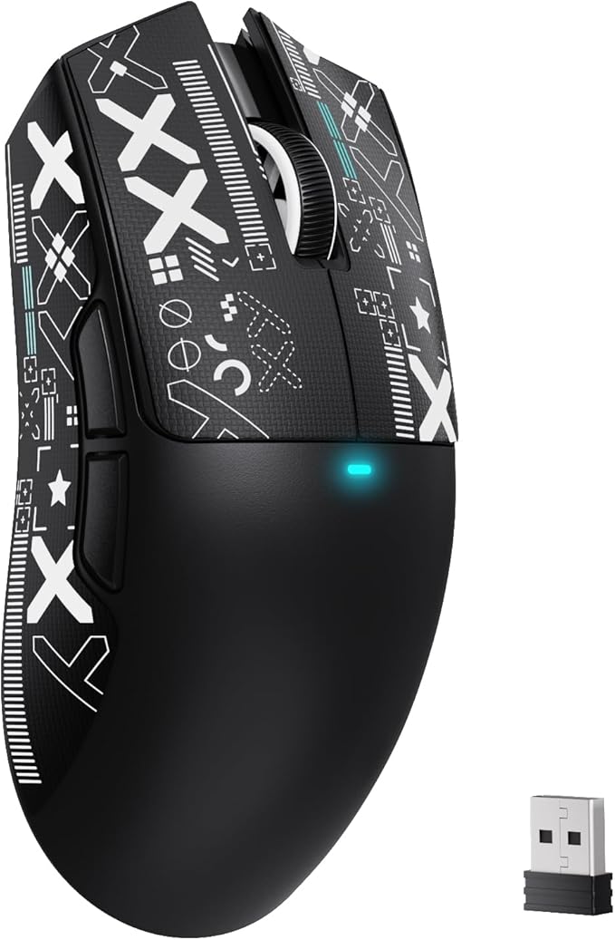 MAMBASNAKE Attack Shark X11SE Lightweight Wireless Gaming Mouse Tri-Mode 2.4G/USB-C Wired/BT 22K DPI PAW3311 Optical Sensor 59g 5 Programmable Buttons 300mAh Battery for PC/Mac(Black-Griptape)