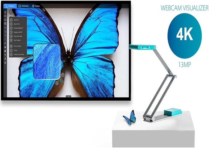 IRIScan Visualizer Webcam Document Camera v7:4K UltraHD-13MP4in1Free Readiris PDF OCRvisualizerScanner A3Portable ScannerWeb ConferencingDistance LearningAI MicroLedUSBWinMac
