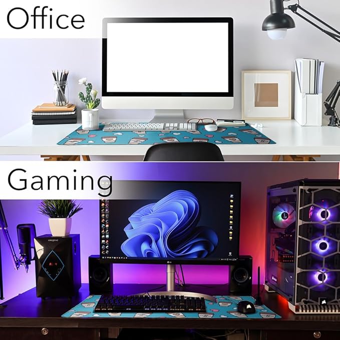 Coffee Lover Pattern Cute Travel Cups Large Gaming Mouse Pad Desk Mat with Stitched Edges Non-Slip Base