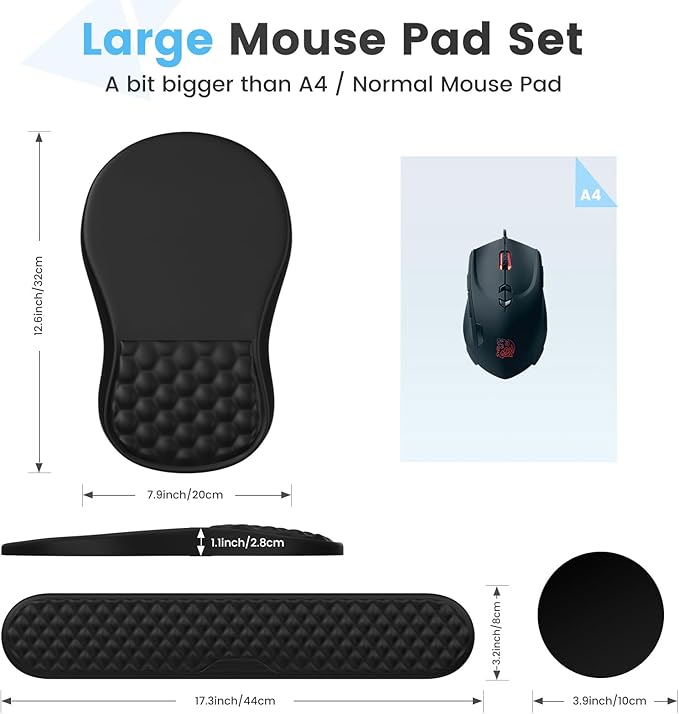 HAOCOO Ergonomic Mouse Pad with Wrist Rest Massage Support Black