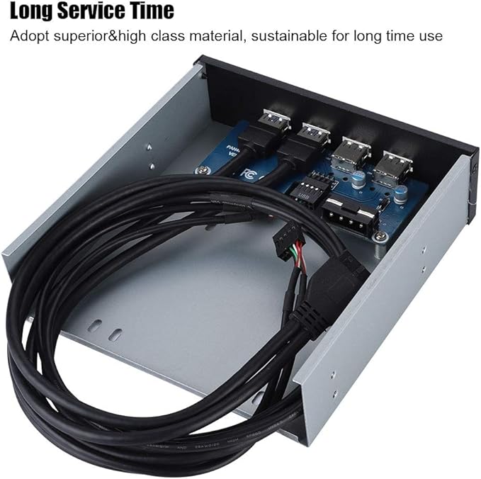 ASHATA 5.25 Front Panel4 USB Port Optical Drive Front PanelMultifunction 5.25 Inch 19 Pin/9Pin to USB 3.0 USB 2.0 4 Port Metal Optical Drive Bay for 7 32