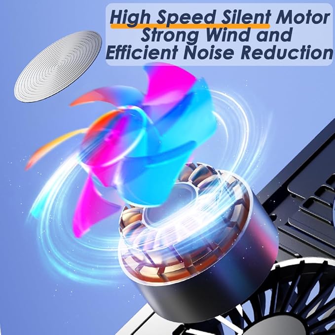 Laptop Cooling Pad for 11-17.3 Inch Gaming Laptops Foldable Laptop Stand Riser Holder with 4 Quiet Fans for Notebook Portable Laptop Cooler with 7 Adjustable Height LED Lights