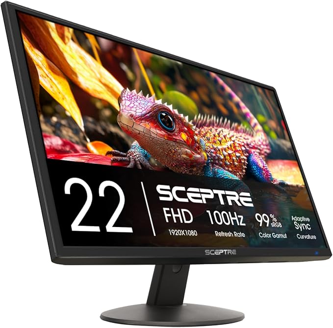 Sceptre New 22 Inch FHD LED Monitor 75Hz 2X HDMI VGA Build-in Speakers Machine Black (E22 Series) 1920 x 1080 Pixels