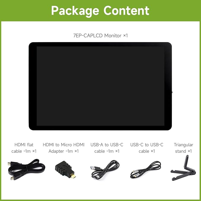 waveshare 7inch Capacitive Touch Display1280×800 Resolution Compatible with Raspberry Pi 5/4B/3B/Zero/Zero W/Zero 2W/Pico/Pico Supports Jetson Nano/RDK X3/VisionFive2/Windows/Smartphone