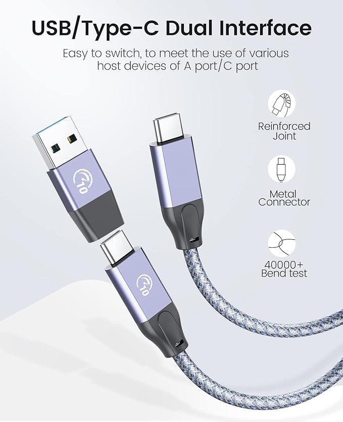 ORICO Powered USB Hub 10Gbps 7 Port USB 3.2 Gen 2 Hub with 7 USB 3.2 Data Ports 5V 3A Power Supply Interface 1.64Ft USB C to C Cable and USB-A Adapter Aluminum USB Data Hub for Laptop