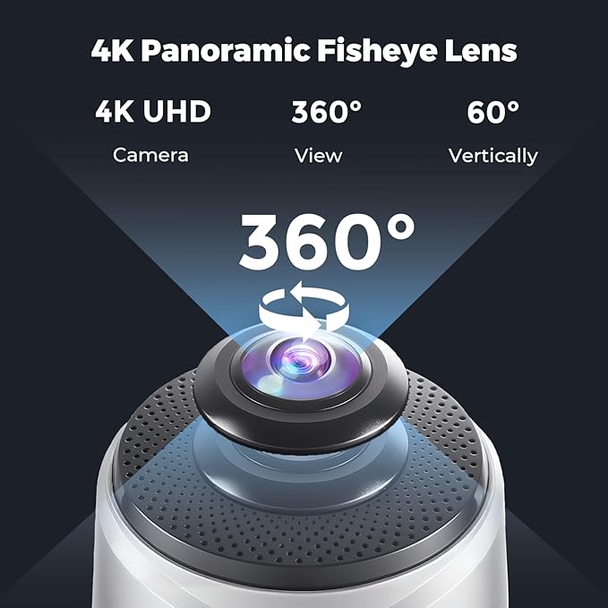 Camera 360 4K Video Conference Room Camera System Webcam AI Driven Speaker Tracking Noise Cancellation Works with Zoom Google Meet Teams and More 15 ft Mic Pickup PANA 5ft USB Cable