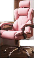 Computer Chair Household Office Chair Gaming Backrest Stool Scroll Wheel Pedal Headrest Latex Leather Rotatable Lifting Chair (Color : Pink B)