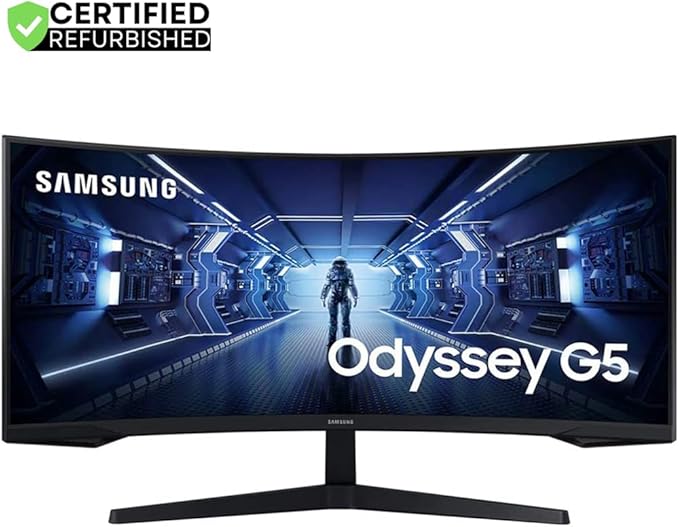 Samsung LC34G55TWW 34 inch Odyssey G55T WQHD 165Hz 1ms(MPRT) HDR Curved Gaming Monitor (Renewed) Bundle with 2 YR CPS Enhanced Protection Pack