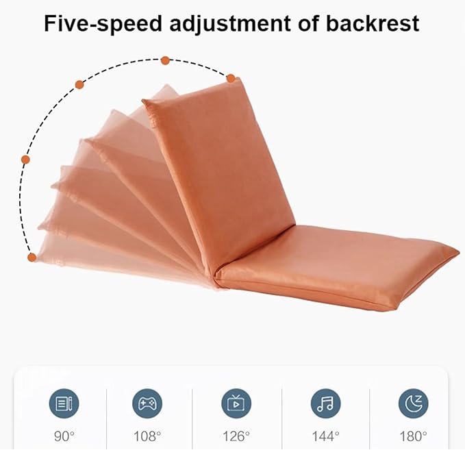 Padded Floor Chair with Adjustable Backrest Portable Floor Chair with 5 Gear Adjustable Back Support Suitable for Meditation Seminars Reading TV Watching or GamingBlueL