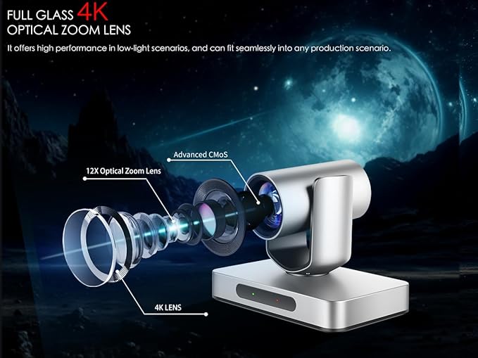 AVKANS 4K NDI PTZ Camera HDMI SDI AI AUTO Tracking PTZ Camera with IP Live Streaming for Church Worship Live Events PoE Support