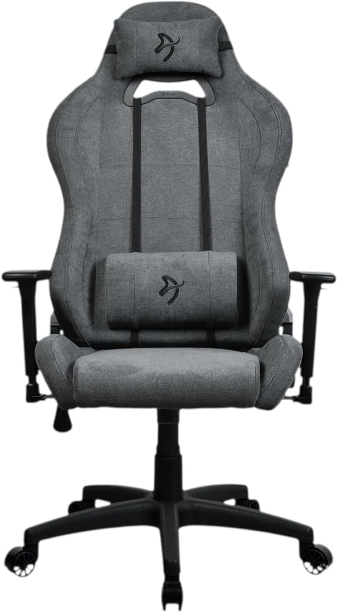 Arozzi Torretta Gaming Chair - Soft Fabric Ergonomic Gaming Chairs for Adults Adjustable Backrest with Neck &amp Lumbar Pillows - Swedish Design Home Office Setup Professional Computer Chairs Ash