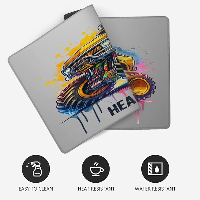 Yellow Car Truck Large Mouse Pad Gaming Mousepad Desk Mat for Desktop Computer Keyboard Waterproof Mouse Mat Desk Pad with Non-Slip Base for Game School Office Home 35.4 x 15.7