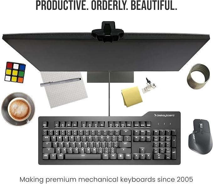 Das Keyboard Prime 13 Mark II Backlit Wired Mechanical Keyboard Cherry MX2A Red Mechanical Switches Clean White LED Backlit Keys USB Pass-Through Aluminum Top Panel (104 Keys Black)