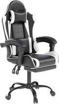 Gaming Chair with Headrest and Lumbar Support Ergonomic High Back Office Chair Racing Style Executive Computer Desk Chair Leather Adjustable Swivel Task Chair for Home Office (White)