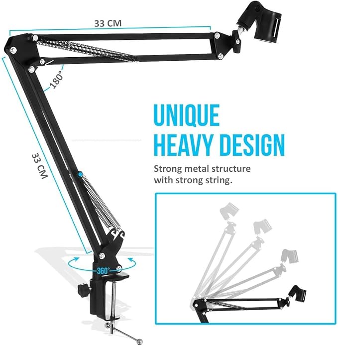 Electro-Voice RE320 Dynamic Vocal and Instrument Microphone with StreamEye Boom Arm Mic Stand with Desktop Mount Detachable Clip Professional Grade XLR Cable Microphone Pop Filter and Cable Ties
