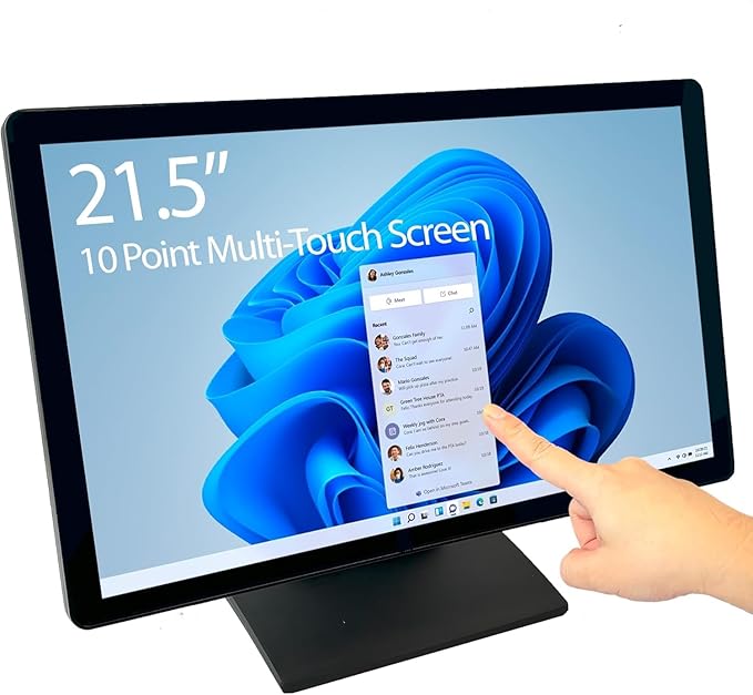 22-inch (21.5” Viewable) Capacitive LED 10 Point Multi-Touch HDMI VGA Monitor with 16:9 Display 1080p True Flat Seamless Design Touchscreen Great for Office POS Retail Restaurant