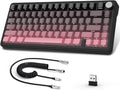 ATTACK SHARK X85 Wireless Mechanical Gaming Keyboard with KnobHot SwapBT/2.4GHz/USB-CSide Print PBT KeycapsGasketRGBCoiled CableLinear White Jade Switch for Win/PC/MAC