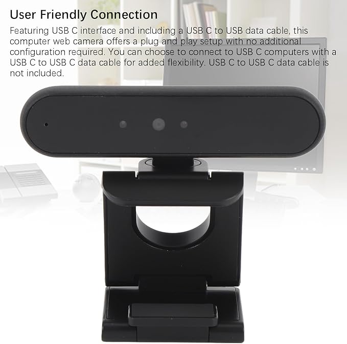 1080P Webcam Full HD Recognition Webcam with Microphone Noise Reduction USB C Computer Web Camera for Online Studying Conference
