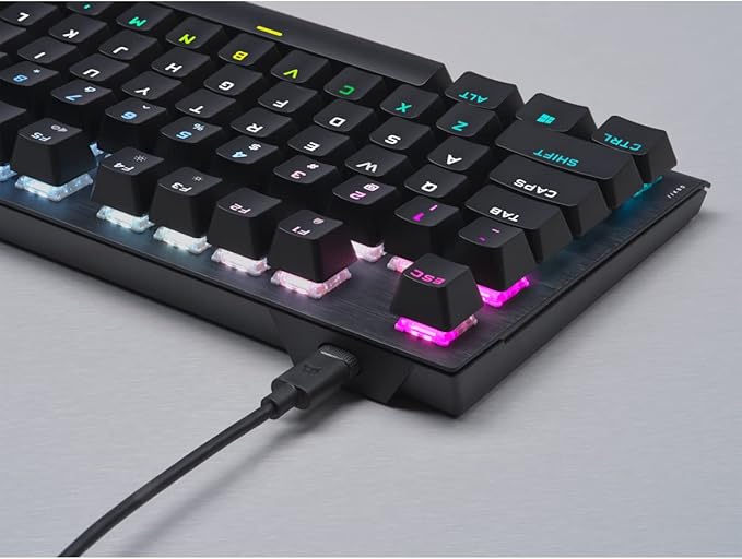 Corsair K60 RGB TKL RGB Tenkeyless Optical-Mechanical Wired Gaming Keyboard - OPX Switches - Polycarbonate Keycaps - iCUE Compatible - QWERTY NA Layout - Black