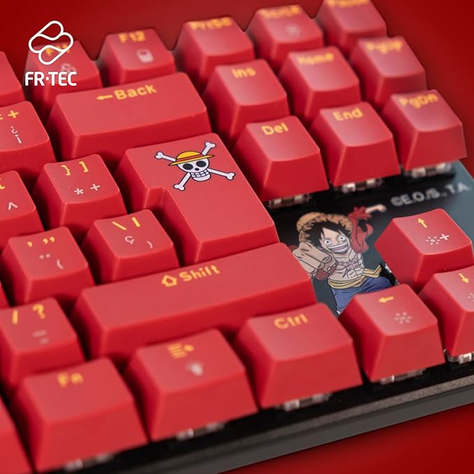 FRTEC - TKL Wired Mechanical Keyboard One Piece Luffy Touch Brown Anti-Ghosting Compatible with PC Mac PS5 Switch Xbox Series X/S (QWERTY) (One Piece Keyboard)